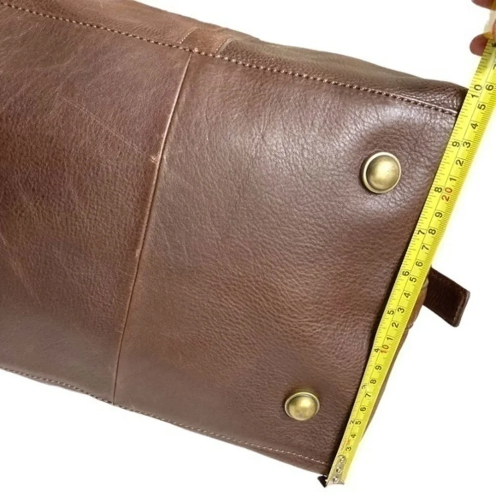 Fossil brown leather duffle travel bag unisex awesome